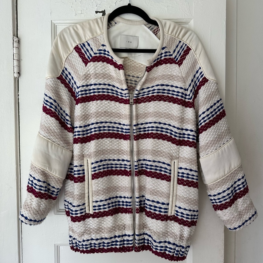 Iro Striped Knitted Jacket with Satin panelling.